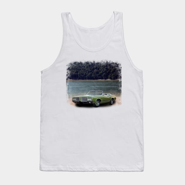 1971 Oldsmobile Cutlass in our lake distressed series on front and back Tank Top by Permages LLC